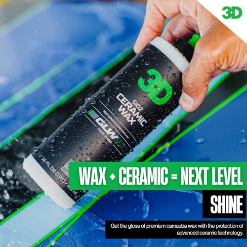 3D GLW Series Ceramic Wax – SiO2 Infused Car Wax for Ultimate Gloss, Hydrophobic Protection & Easy Application | Ultra Slick Shine | Made in USA 16 oz