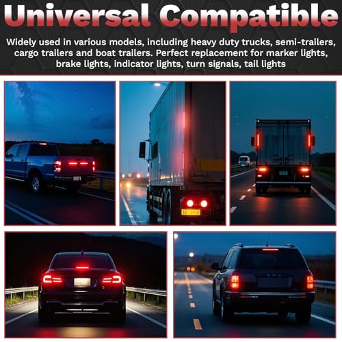 ecocstm 2PCS Led Trailer Tail Light, 10 Inch 15 Red Led Brake Lights Strip - color: Red - 2 PCS