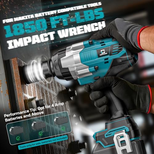 Cordless Impact Wrench 3/4 inch Compatible with Makita 18V Battery, Cerycose1850ft-lbs (2500N.m) Brushless Electric Impact Gun, High Torque Impact Driver, for Heavy-Duty Automotive & Industrial Tasks - size: 3/4inch, style: 3/4 inch compatible with Makita