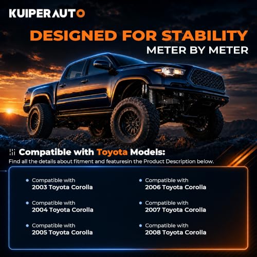 KUIPERAUTO Front Complete Strut Coil Spring Assembly Compatible for 2003-2008 Toyota Corolla 172115 172114 (2PCS) - size: 2x Front Struts, style: 2003-2008 Corolla