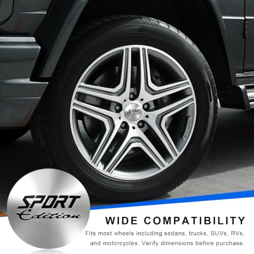 4PCS Car Wheel Hub Center Caps Stickers (Sport, Silver) - color: Sport, Silver