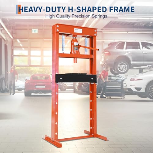 20 Ton Hydraulic Press Heavy Duty h-Frame Garage Floor Hydraulic Shop Press with Adjustable Hydraulic Bearing Press Plates,Adjustable Working Height, Wide Application