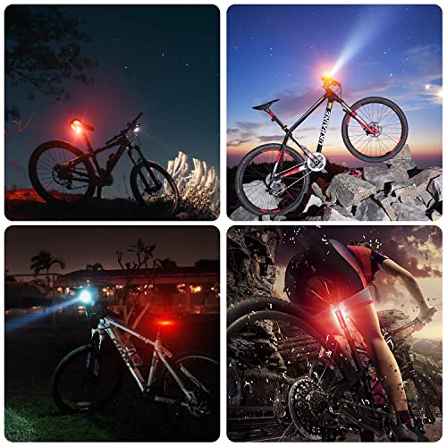 Bike Lights,Bike Light for Night Riding,10000Lumen LED Bike Headlight,Rechargeable Bike Headlight,Bright Bike Lights Front and Back with High Beam&Low Beam Light,Free Taillights - color: BLACK 8 LED