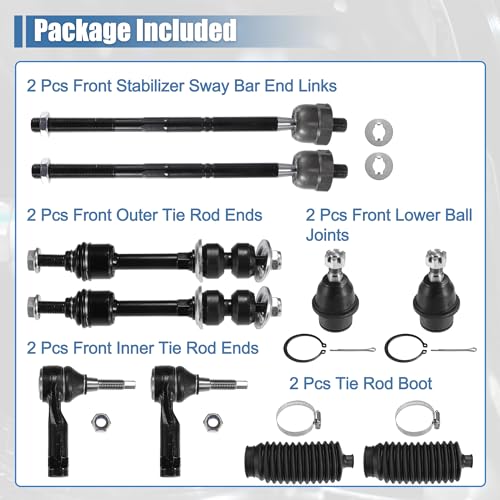 X AUTOHAUX 10 Pcs Front Sway Bar Inner Outer Tie Rod Lower Ball Joint Kit for Ford F-150 2005-2008 2WD ONLY Suspension Kit Stabilizer Bar Link Steering Tie Rod End