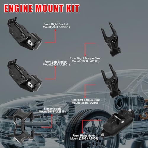 6Pcs Engine Motor & Trans Mount Kit Fit for 2000-2005 Chevrolet Impala 3.4L - size: 2000-2005 for Chevy Impala 3.4L,3.8L