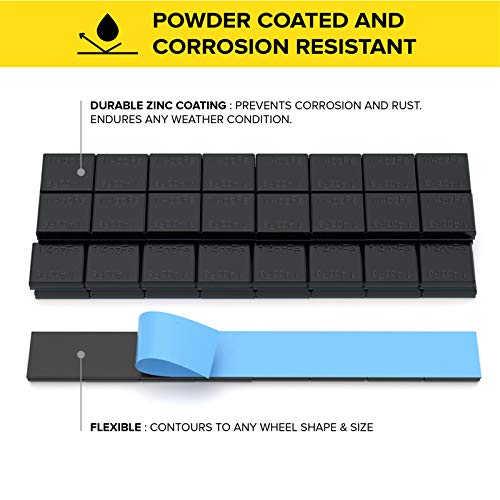 StanceMagic 0.25oz 1/4oz Black Adhesive Stick On Wheel Weights, 48 Pieces - color: Matte Black, size: 0.75 lbs (12oz)