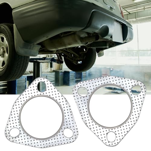 2.25 Inch Exhaust Gasket 3-Bolt Flange 58mm Graphite w/Fire Ring 2 Pcs - size: 2.25 in