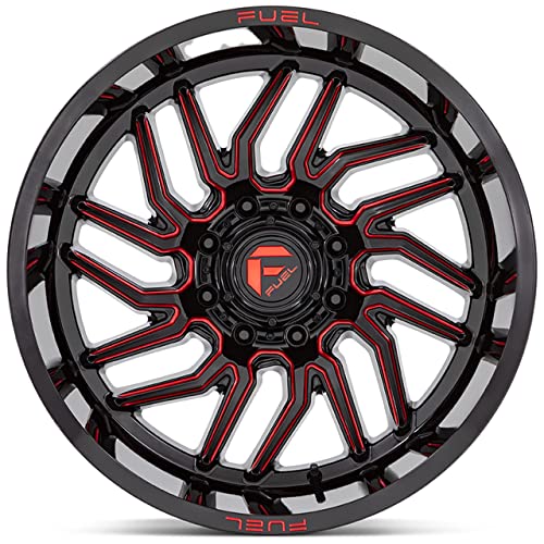 20x10 Fuel D808 Hurricane Gloss Black Milled Red Wheel 6x135 (-18mm) - color: GLOSS BLACK MILLED RED TINT, size: 20X10, 6X135, 4.79, -18mm