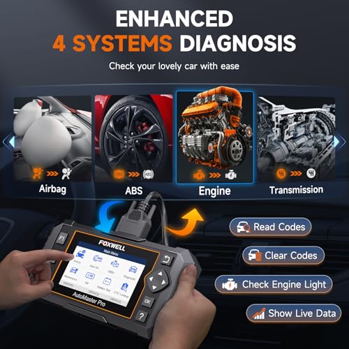 FOXWELL NT614 Elite OBD2 Scanner 4 System Code Reader Scan Engine ABS SRS Transmission, 5 Resets Oil/EPB/ABS Bleeding/SAS/Throttle Live Data, Auto VIN, WiFi Updates Car Diagnostic Tool for DIY & Pros