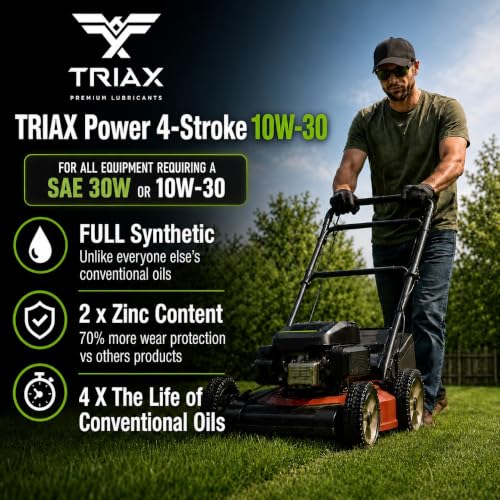 TRIAX Power 4-Stroke 10W-30 Full Synthetic 4-Cycle Small Engine Motor Oil | For Lawnmower, Generator, Tractor, Log Splitter, Snow Blower, Pressure Washer, Cement Mixer, and More (1 Quart) - size: 1 Quart
