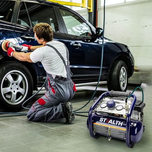 Stealth Air Compressor 2 Gallon, 3/4 HP Oil-Free Compressor, Less than 60dB Ultra Quiet Electric Air Compressor,Max 125 PSI Pressure for Tire Inflation,Nailing,Home DIY Project(SAQ-1234) - style: SAQ-1234