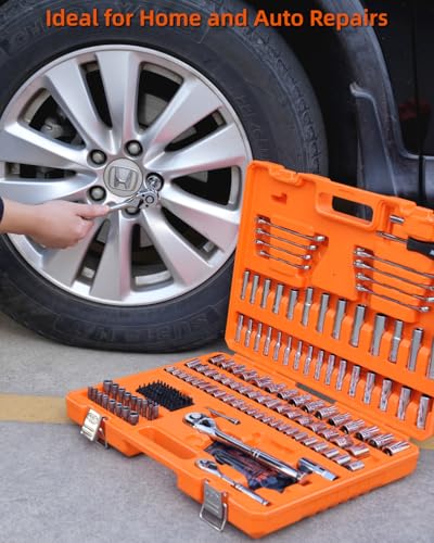 201pc Mechanics Tools Set, 1/2'', 1/4'', 3/8'' Drive Socket Set - size: 201pcs