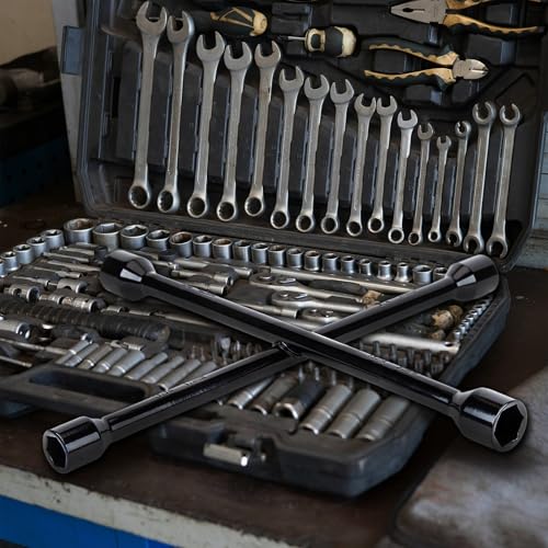 CARTMAN 14 Inch Heavy Duty 4 Way Universal Cross Lug Wrench Tire Iron - size: 14" Black (Pack of 1)