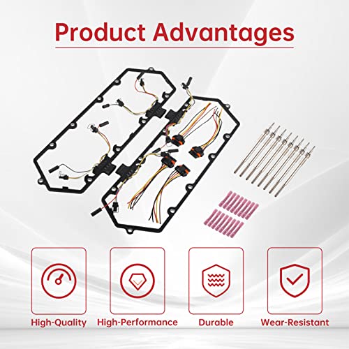 Injector Glow Plug Harnesses + Valve Cover Gaskets + Glow Plugs Kit Compatible with 94-97 7.3L Ford F250 E350 Powerstroke Diesel Replace F4TZ12A342BA F4TZ-9D930-K F4TZ-6584-A 615-202 - color: For 94-97 7.3L Ford, size: Harnesses+Gaskets+Glow Plug