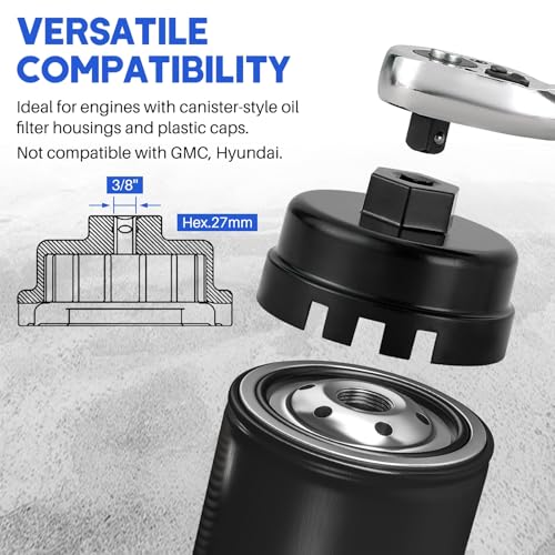 DASBET 10PCS Metric Oil Filter Wrench Socket Set Includes 24mm to 65mm