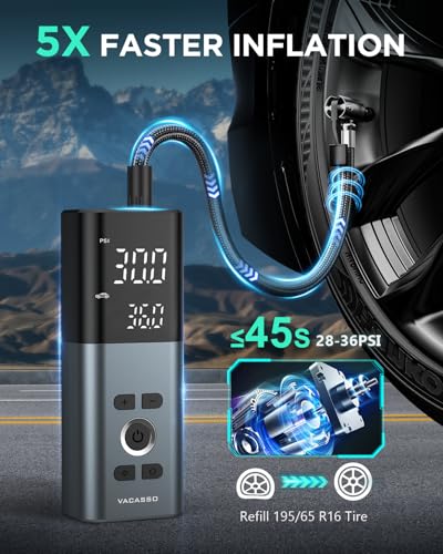 Tire Inflator Portable Air Compressor for Car Tires, 45s Fast Inflation