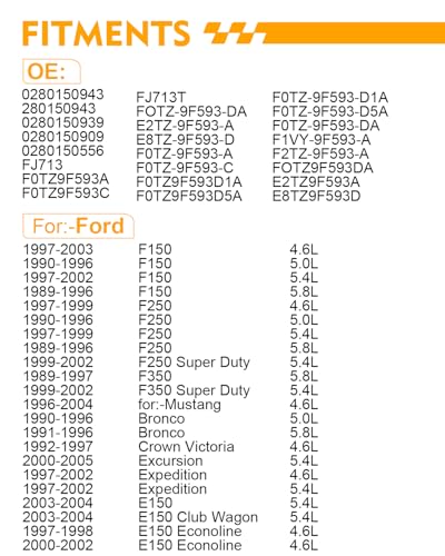 Fuel Injectors Fit For:-Ford Expedition 1997-2002, Excursion 2000-2005, F150 F250 F350 E150 E250 E350 Bronco, For:-Lincoln Navigator Town Car, 4.6L 5.4L 5.0L 5.8L 0280150943 (8 Pack) - size: 0280150943(8)