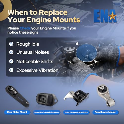 ENA Engine Motor and Trans Mount for A7376 A4360 A7382 A7380 Set of 4 Compatible with Nissan 2013 2014 2015 2016 2017 2018 2019 Sentra l4 1.8L Replacement for 9699, 9712, 9717, 9818