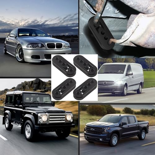Rubber Exhaust Hanger 4 Pack, 4 Holes Adjustable Muffler Hanger, Universal Muffler Exhaust System, Insulator Bushing Mount, Weather-Proof High Density Tail Pipe Hanger