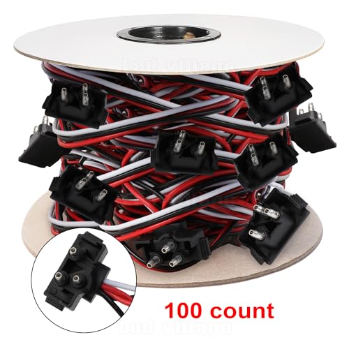 100 Counts Continuous 3 Prong Plug Wire Harness Roll, Triple Male Bullet, Right Angle 18 AWG, 10" Lead Between Plug, Stop Turn Tail Light for Truck Trailer (7.5A) - color: 100 Counts - 3 Prong Harness Roll, size: 3 Prong