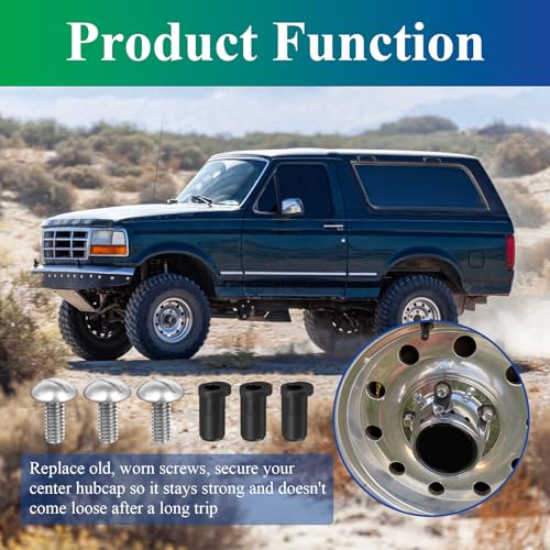 Center Caps Screws&Insert for 1980-1996 Ford F-150 & Bronco,1992-1996 Van - style: 3 Sets