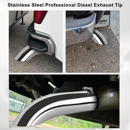 Mupera Universal 3.5 Inch Turn Down Exhaust Tip, 3.5" Outlet, 12" Long - size: 3.5" Inlet 3.5" Outlet 12" Length Silver
