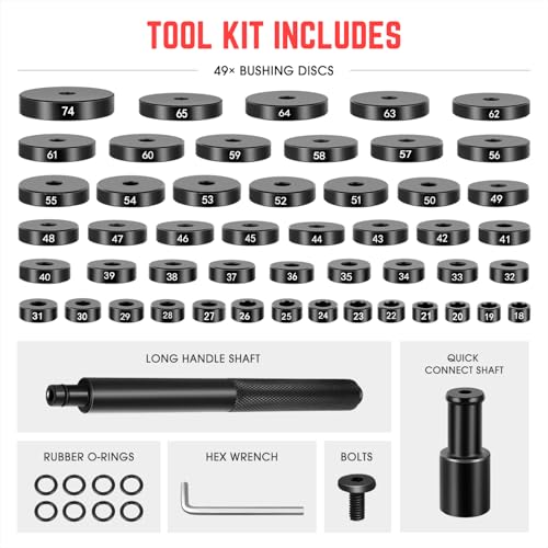 DNA Motoring 52pcs Custom Bushing Driver Set, 52 in 1 Transmission Bearing Race Seal Wheel Axle Installer Removal Tools Kit, TOOLS-00575 - style: 52pcs Bushing Driver Set