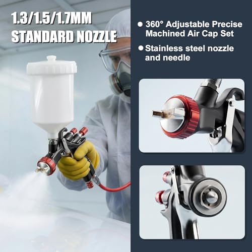 AEROPRO Tools R500 LVLP Air Spray Gun,Professional Automotive Paint Sprayer - size: A610 Spray Gun Kit
