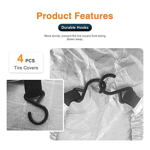 4PCS Set Silver Tire Covers Waterproof Wheel Covers Tire Protector Set of 4 Wheel Covers for Truck, SUV, Trailer, Camper, Fit for 27-29 inch Tire Diameter, Car Wheel Protective Covers - size: 27"-29" Tire Diameters