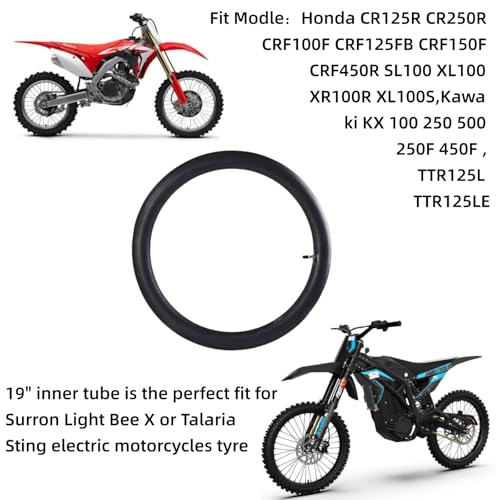 70/100-19 80/100-19 2.75/3.00-19 3.00-19 Electric Dirt Bike Inner Tube Heavy Duty - 2.1 mm Thickness for Surron Light Bee X Talaria UltraBee EridePro X160/X260 CRF 100F 125FB 150F 450R