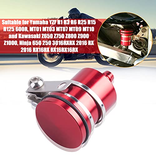 Universal Motorcycle Aluminum Brake Fluid Reservoir Oil Cup Fit For Yamaha Kawasaki Honda Suzuki BMW and more (Red) - color: red