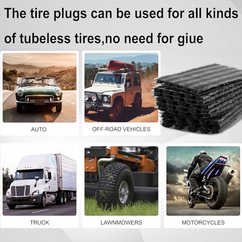 PINKJOY 90 Pack Tire Repair Strings Black (100 x φ6 mm), Automotive Tool Tire Repair Plugs for Tubeless Off-Road Tires Car, Bike, ATV, UTV, Wheelbarrow, Mower - color: Black