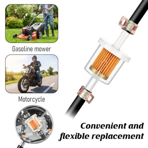 2PCS 5/16" Universal Gas Inline Fuel Filter Clear with 4PCS Hose Clamps