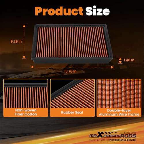 maXpeedingrods MX-2247 High Performance Engine Air Filter Washable Reusable - size: MX-2247