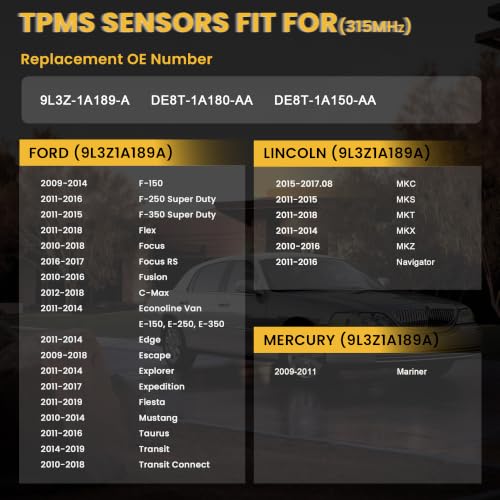TPMS Sensor Tire Pressure Monitoring Sensor 315MHz 9L3Z1A189A DE8T1A180AA - size: 1PC