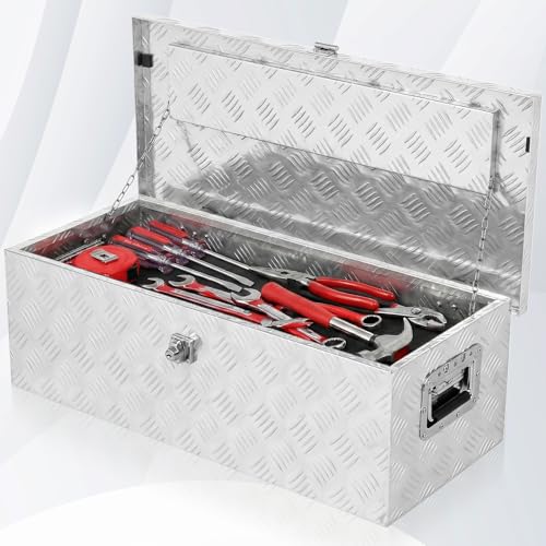 30 Inch Aluminum Truck Bed Tool Box with Side Handles, Lock - color: Silver, size: 30"
