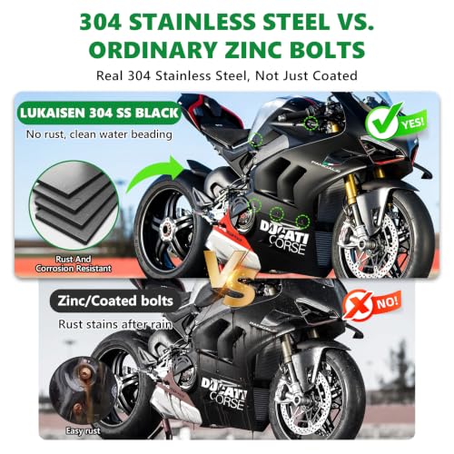 207PCS 304 Stainless Steel Black Motorcycle Fairing Bolt Kit,M5 M6 - color: 207pcs Black