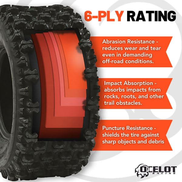 Ocelot P357 20x11x10 ATV Tires 6-Ply Bias Construction Non-Directional Tread Pattern For Durability, Grip, and Traction Off-Roading - All Terrain Rear 20x11-10 ATV Tire
