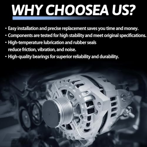Alternator Compatible with Chevrolet Equinox 2018-2024 1.5L for GMC Terrain 2018-2024 1.5L 12V 130A 5-Groove Pulley Clockwise Replace 13535009