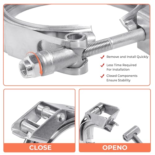 1.75 Inch Quick Release V Band Clamp 304 Stainless Steel, Exhaust V band Clamp for Downpipes - color: V Band Clamp, size: 1.75inch