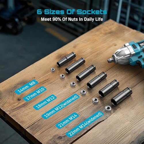 SEESII Impact Wrench 886 FT-LBS(1200N.m)1/2 Impact Gun with 2x4.0Ah Battery - color: 665 Ft-lbs / 1x4.0ah Battery