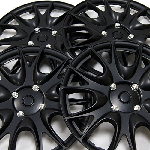 WC3-14-3533-B - Pack of 4 Hubcaps - 14-Inches | Black | Style 533 Style Snap-On (Pop-On) Type Matte Black Wheel Covers Hub-caps - size: 14-Inches | Black | Style 533