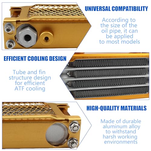 Motorcycle Engine Oil Cooler,Universal Engine Oil Cooling Kit for ATV Pit Bike Motorbike,Dirt Bike Oil Cooler Cooling Engine Radiator Kit Universal for 70cc 110cc 125cc 140cc Motorcycle - color: gold