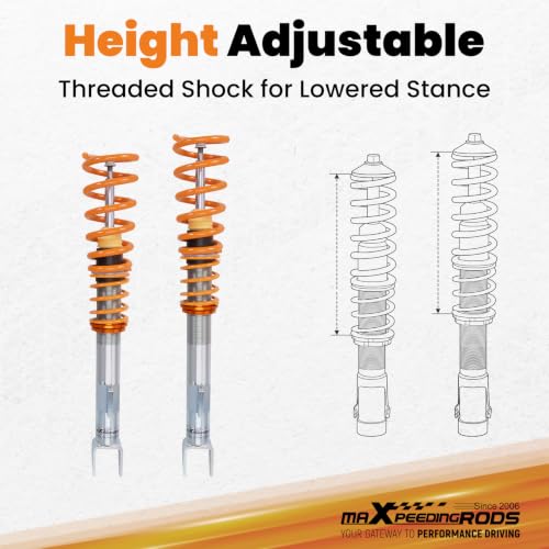 maXpeedingrods Coilovers for Chrysler 300C 2005-2010, for Dodge Magnum 2005-2010, Height Adjustable Coilovers Suspension Kit, Preset Damping Lowering Kit Gold