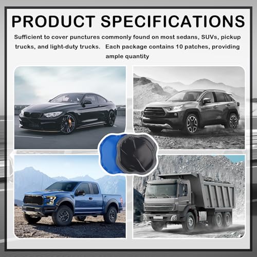 10PCS 4.95×4.95" Tire Patch Kit,Thick Rubber Tire Patches Heavy Duty for Punctures and Cracks,Universal Tires Repair Patch as Tires Repair Kit for Most Cars/Trucks/SUVs