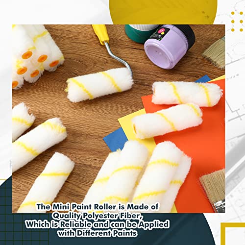 Leumoi 100 Pcs 4 Inch Microfiber Paint Roller Covers, Yellow White - color: Yellow/White