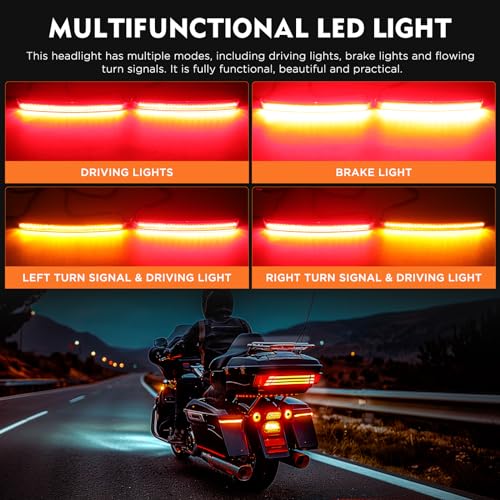 JMTBNO Motorcycle Saddlebag Tail Lights Fit for Harley Touring 2014-2023 - color: Red Lens