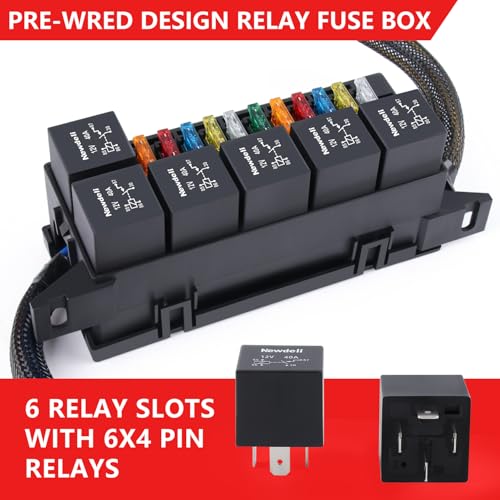 Newdeli 12V Relay Box 11 Way Waterproof Relay Fuse Box Automotive Relay and Fuse Block 12 AWG Pre-Wired Universal Relay Panel with 4-Pin Relays and ATC/ATO Blade Fuses for Auto Car Marine Boat Truck - size: 11 Way 12V 12AWG Fuse Relay Box