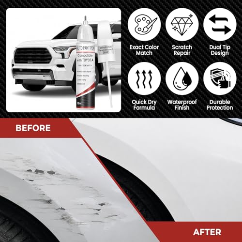 Chill Pearl Tricoat(089) Touch Up Paint for Toyota, 0.4 fl oz OEM Color Match Professional Grade Car Paint Scratch Remover for Avalon/RAV4/Camry/Corolla/Highlander/Prius/Sequoia/Sienna/Tacoma - color: Chill Pearl Tricoat