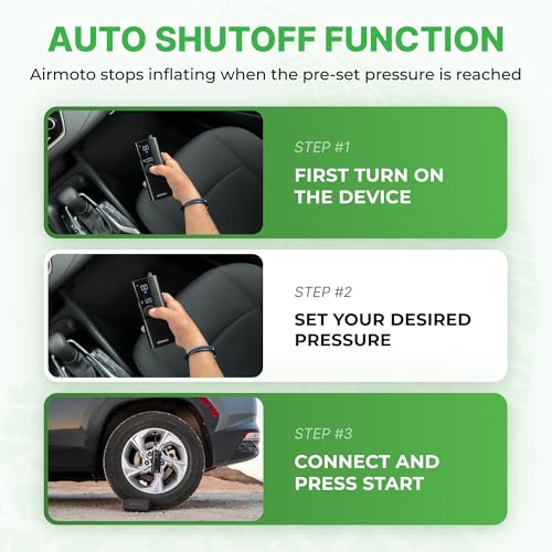 Airmoto Portable Tire Inflator and Car and Home Charger Bundle - size: 1-Pack